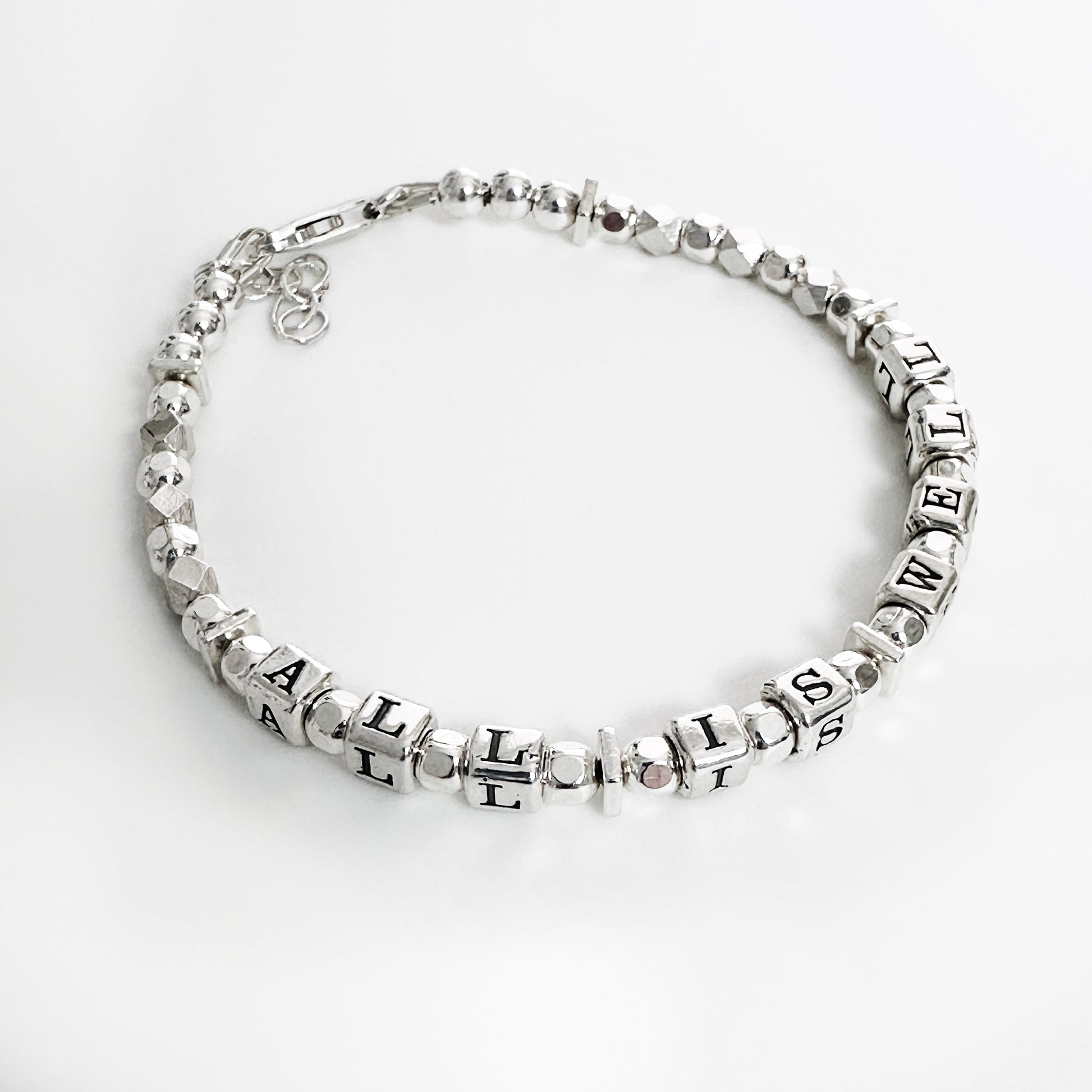 All is Well and Everything is Ok, Sterling silver bracelet support gift