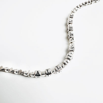 All is Well, Everything is Ok sterling silver affirmation and positive thinking tool bracelet