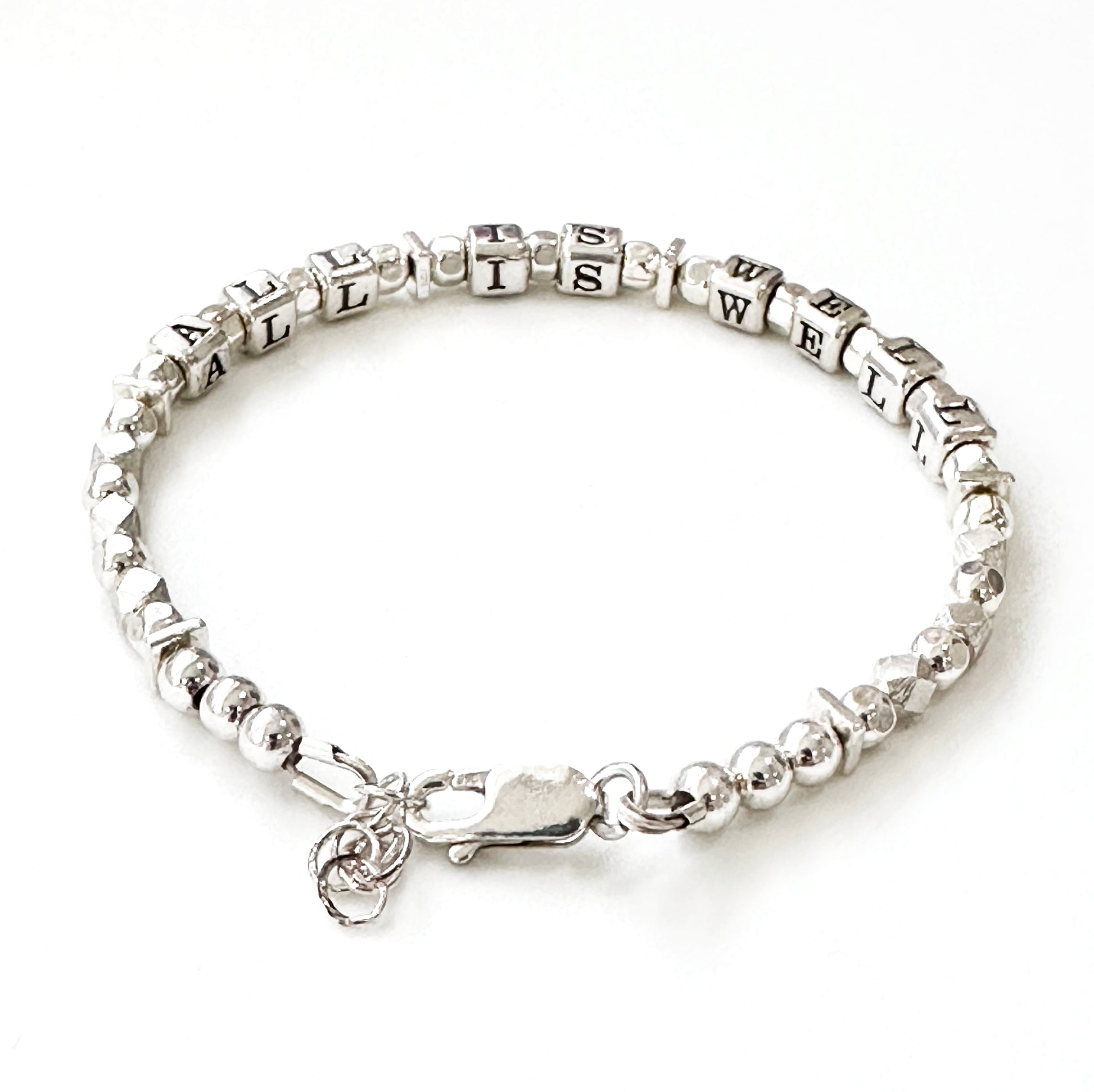 All is Well and Everything is Ok, Sterling silver bracelet support gift
