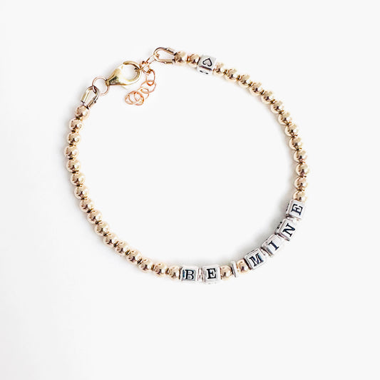 BE MINE Valentine's Engagement Bracelet in sterling silver and 14k gold