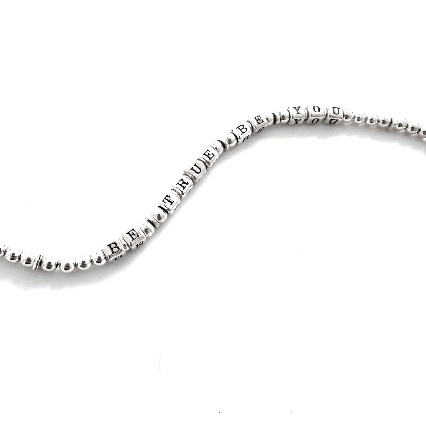 Be Yourself, Everyone Else is Already Taken Sterling Silver Mantra Bracelet; To Thine Ownself Be True, Be True, Be You gift jewelry bracelet in all sterling silver  beads