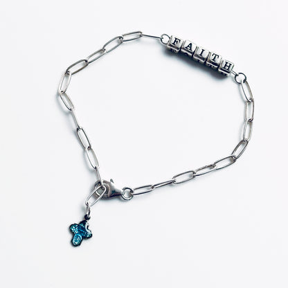 Delicate Faith Bracelet in Sterling Silver and vintage sterling and enamel  cross charm