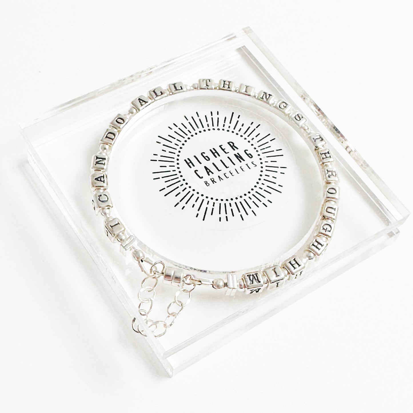 Bible Scripture engraved Sterling Silver Bracelets by Higher Calling Bracelet in Gift Package