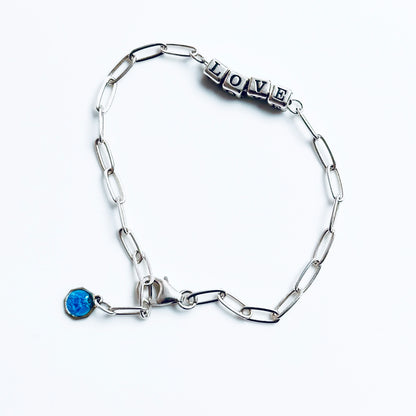 Sterling Silver Christian Love Bracelet with Vintage Sacred Heart of Jesus Charm
