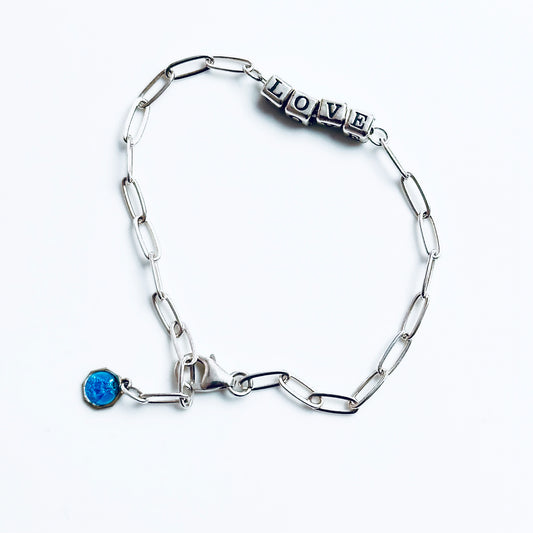 Sterling Silver Christian Love Bracelet with Vintage Sacred Heart of Jesus Charm
