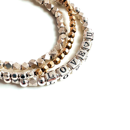 Love U Sterling Silver beaded Bracelet in sterling silver beads with sterling silver clasp 