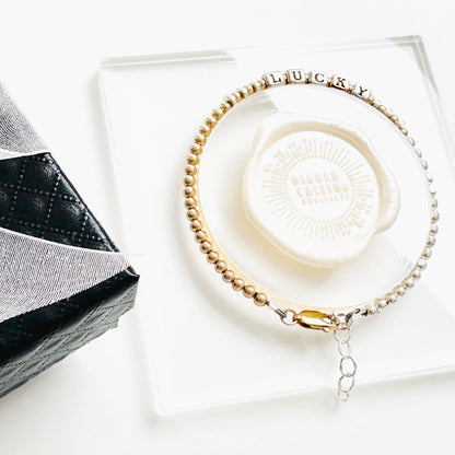 Word Bracelet Gift in Sterling Silver and 14k Gold