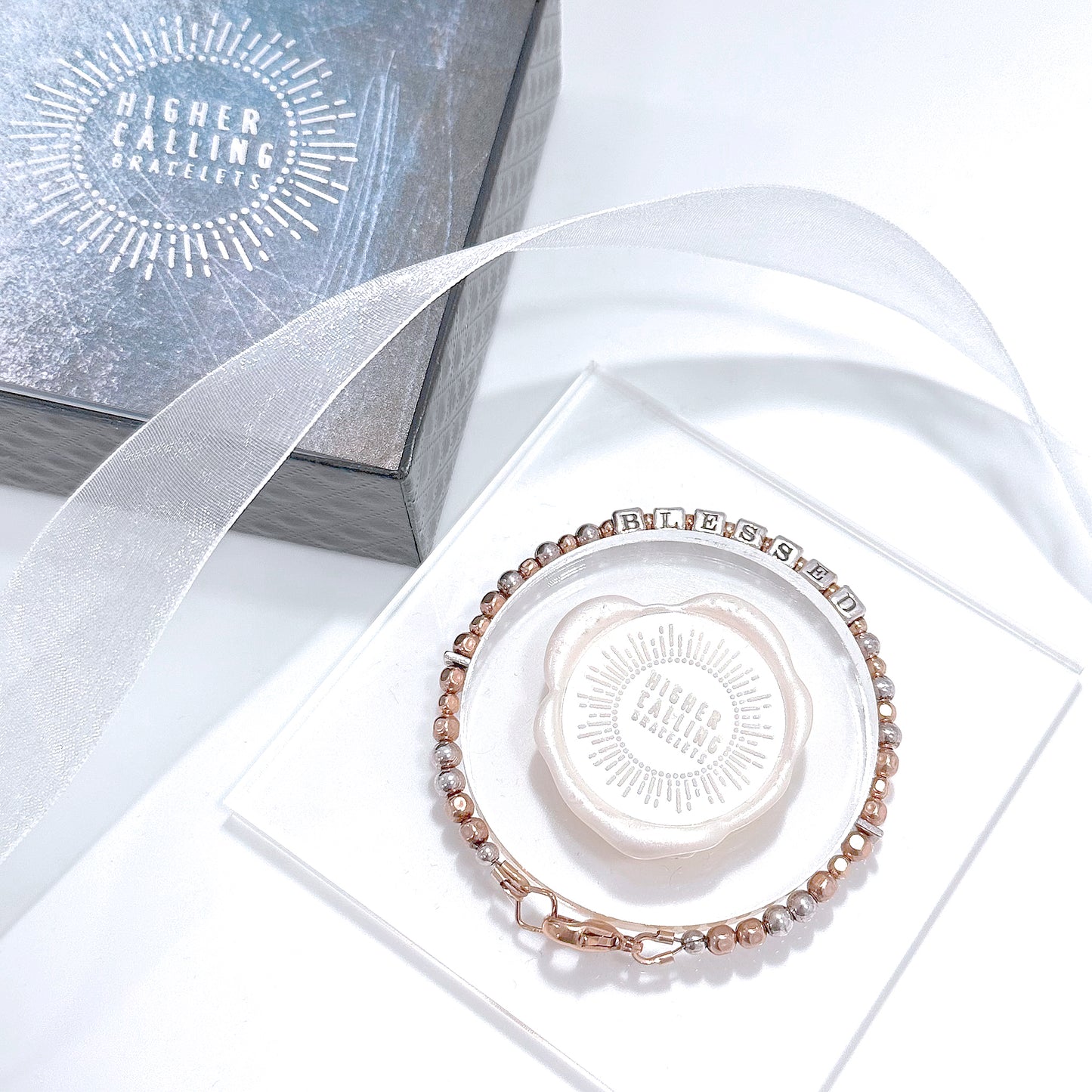 Blessed Bracelet shown in Higher Calling Bracelets Packaging