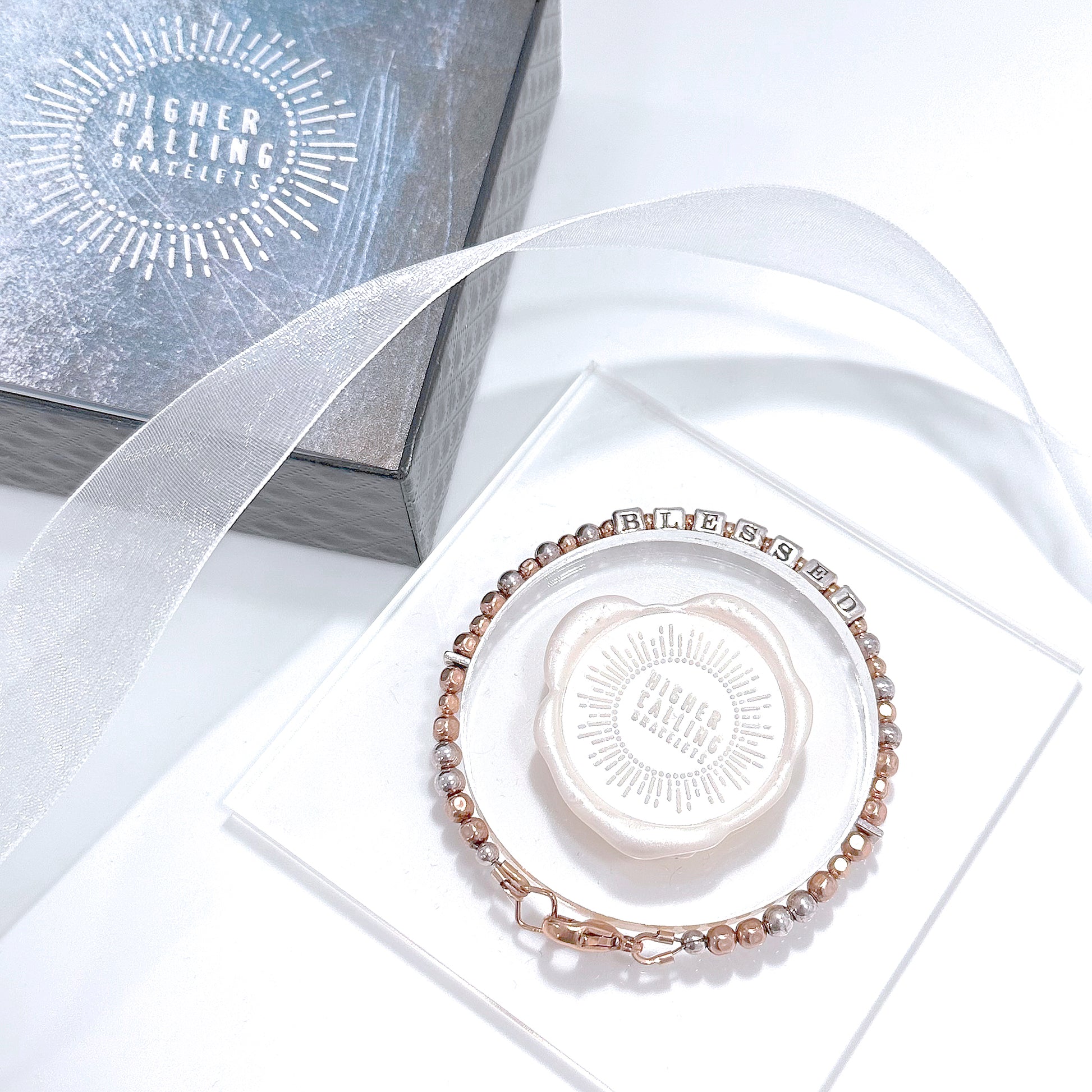 Blessed Bracelet shown in Higher Calling Bracelets Packaging