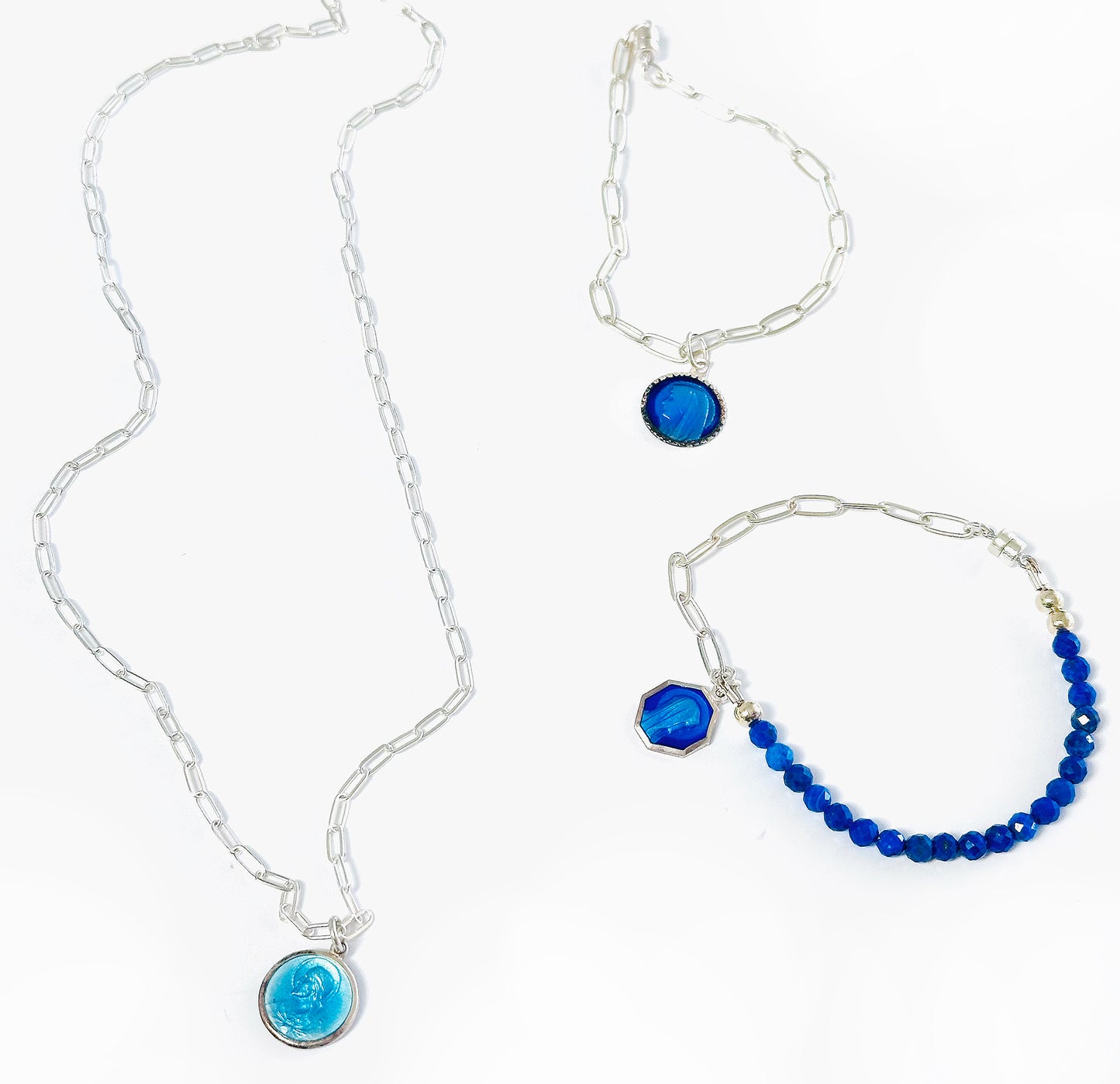 TRUE BLUE Modern Vintage Faith Bracelets, One-of-a-Kind